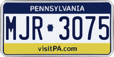 PA license plate MJR3075