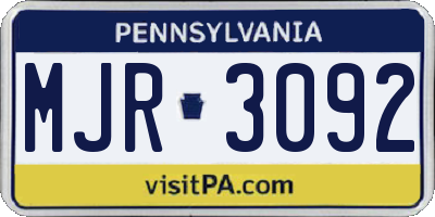 PA license plate MJR3092