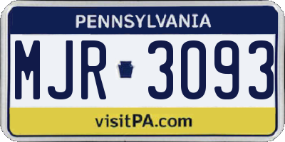 PA license plate MJR3093