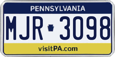 PA license plate MJR3098