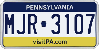 PA license plate MJR3107