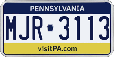 PA license plate MJR3113
