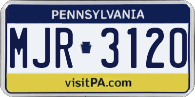 PA license plate MJR3120