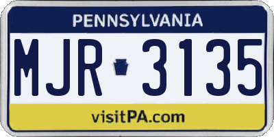 PA license plate MJR3135