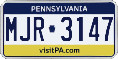 PA license plate MJR3147