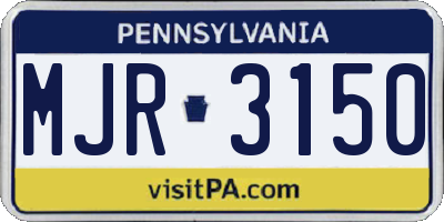PA license plate MJR3150