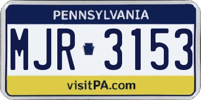 PA license plate MJR3153