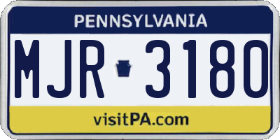 PA license plate MJR3180