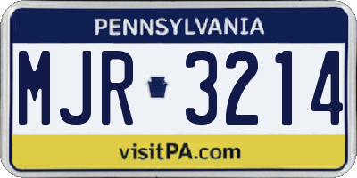 PA license plate MJR3214