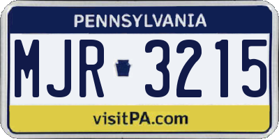 PA license plate MJR3215