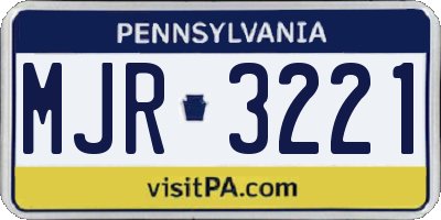 PA license plate MJR3221