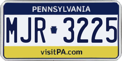 PA license plate MJR3225