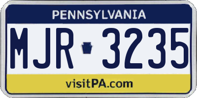 PA license plate MJR3235
