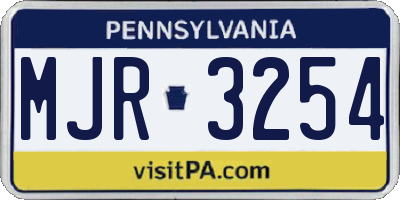 PA license plate MJR3254