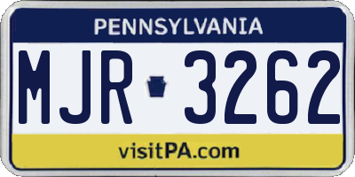 PA license plate MJR3262