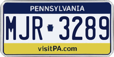 PA license plate MJR3289