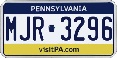 PA license plate MJR3296