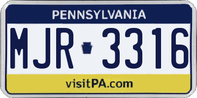 PA license plate MJR3316