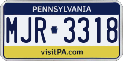PA license plate MJR3318