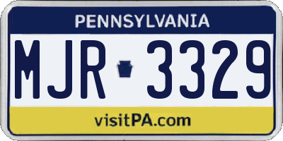 PA license plate MJR3329