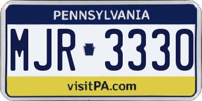 PA license plate MJR3330