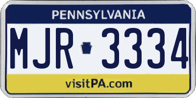 PA license plate MJR3334