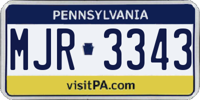 PA license plate MJR3343