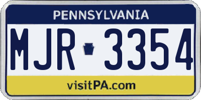 PA license plate MJR3354