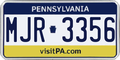 PA license plate MJR3356