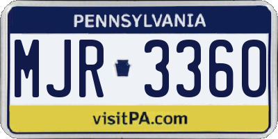 PA license plate MJR3360