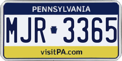 PA license plate MJR3365