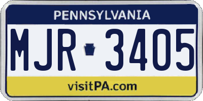 PA license plate MJR3405
