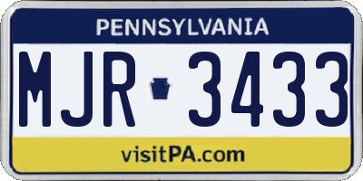 PA license plate MJR3433