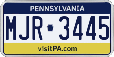 PA license plate MJR3445