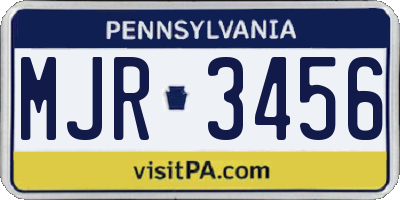 PA license plate MJR3456