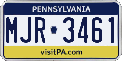 PA license plate MJR3461