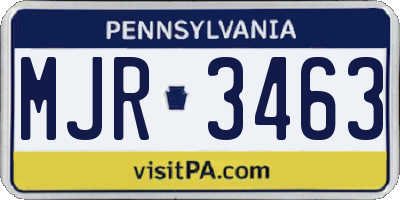 PA license plate MJR3463