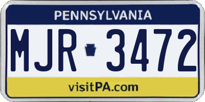 PA license plate MJR3472