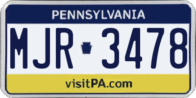 PA license plate MJR3478