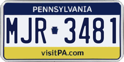 PA license plate MJR3481
