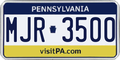 PA license plate MJR3500