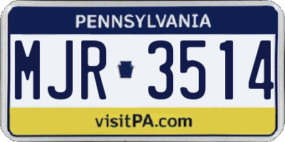 PA license plate MJR3514