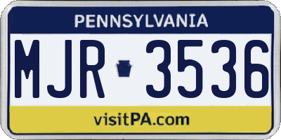 PA license plate MJR3536