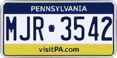 PA license plate MJR3542