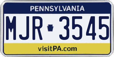 PA license plate MJR3545