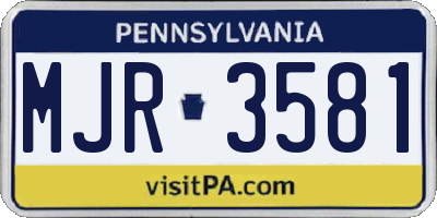 PA license plate MJR3581