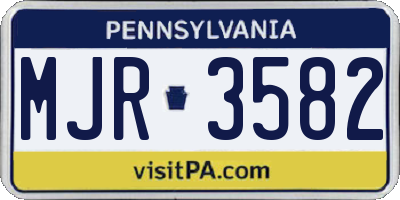 PA license plate MJR3582