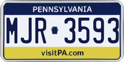 PA license plate MJR3593