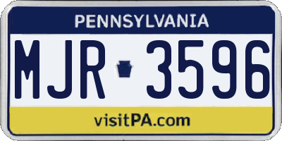 PA license plate MJR3596