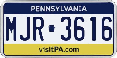 PA license plate MJR3616